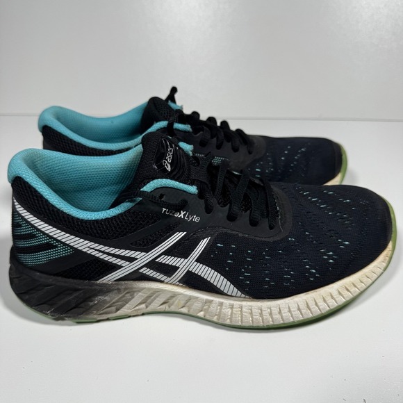Asics Shoes - Asics fuzeX Lyte Running Shoes Sneakers Black Teal 7 38 W Athletic Workout Gym